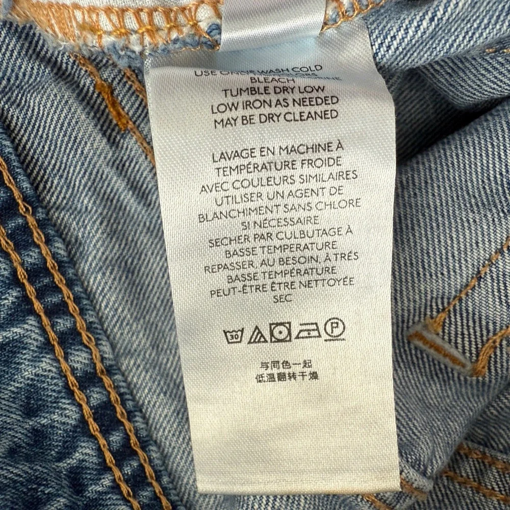 We The Free Ripped High Rise Straight Leg‎ Jeans Light Wash Distressed 24 Baggy